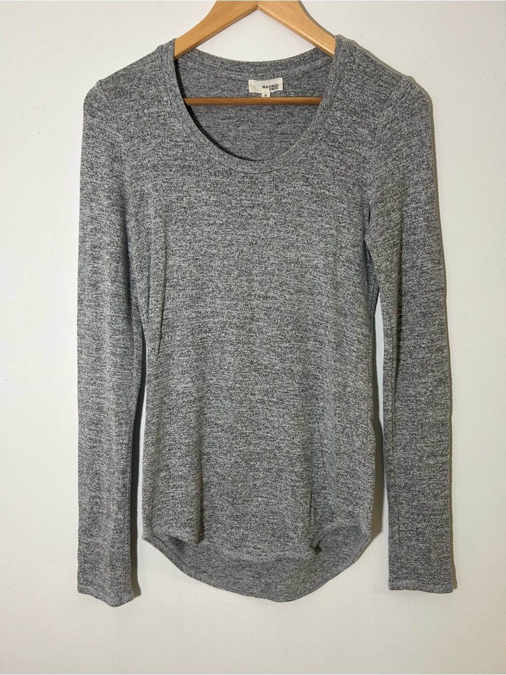 Aritzia Wilfred Free Diapason Scoop Neck Long Sleeve Top Heather Grey - Medium